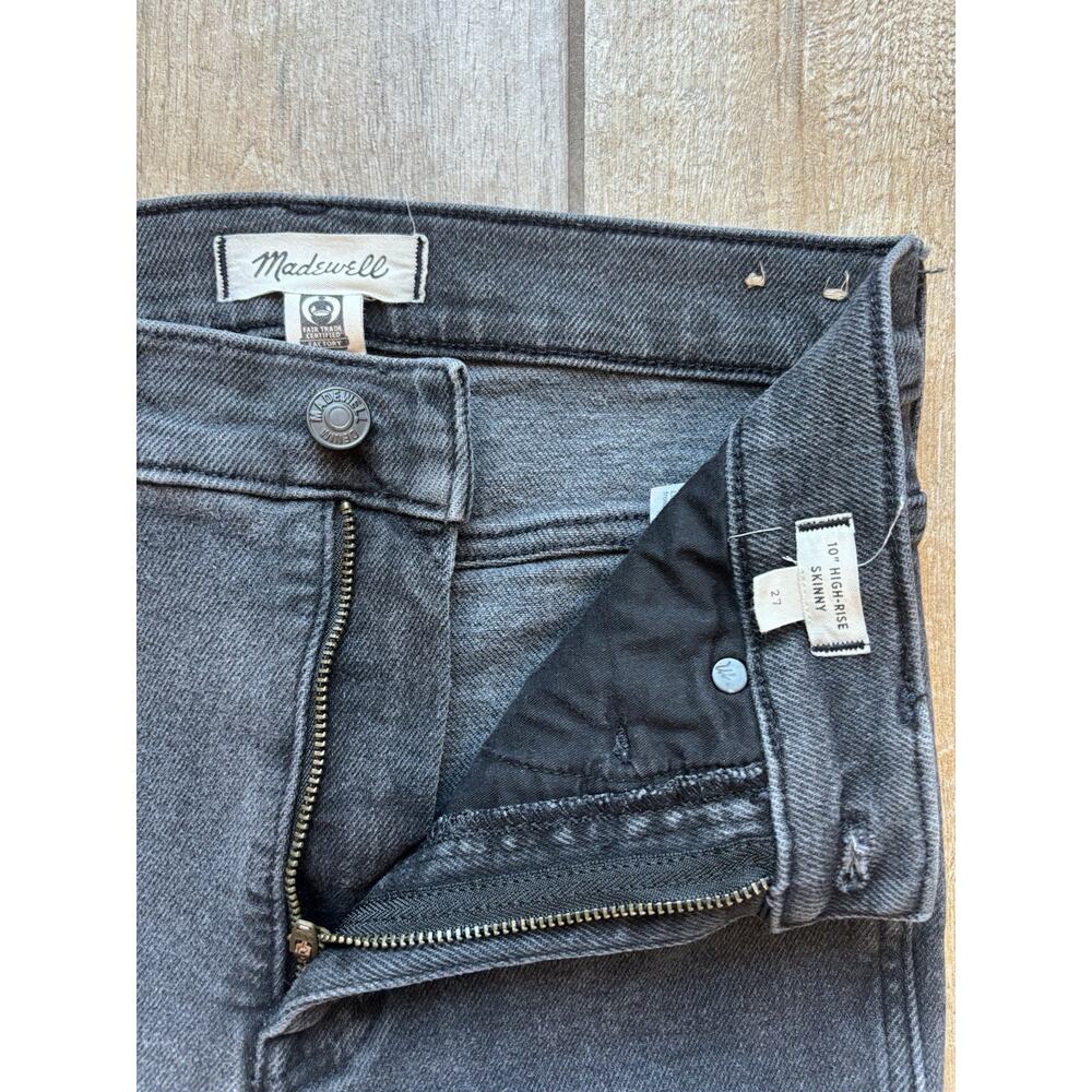 Madewell 10" High-Rise Skinny Jeans Women 27 Black Faded Stretch Denim - Picture 2 of 11